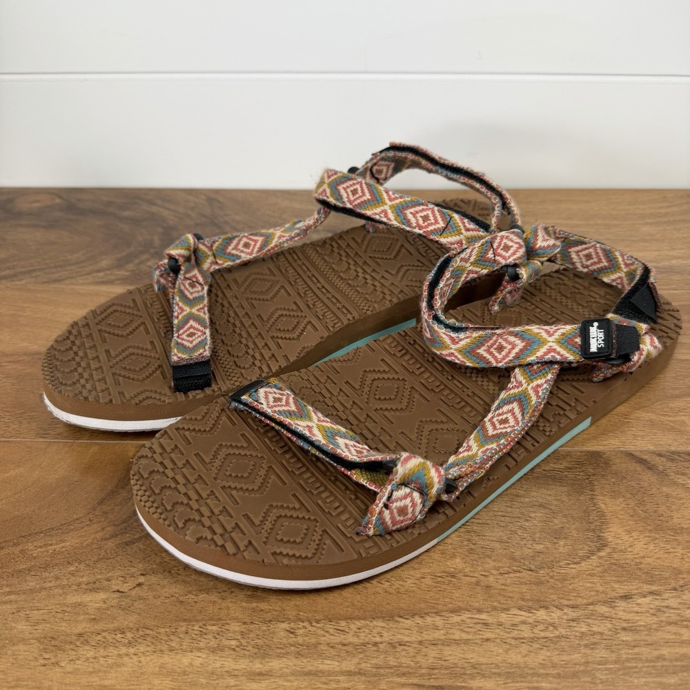 Women's Muk Luk Sport Pink Aztec Print Sandals Sz 9.5/10? Outdoor Hiking Strappy